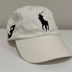 Polo Ralph Lauren Big Pony 3 Dad Baseball Hat Cap Adjustable White